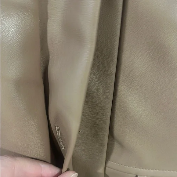 Cognac Brown Faux Leather Jacket with Classic Collar - Picture 3 of 4